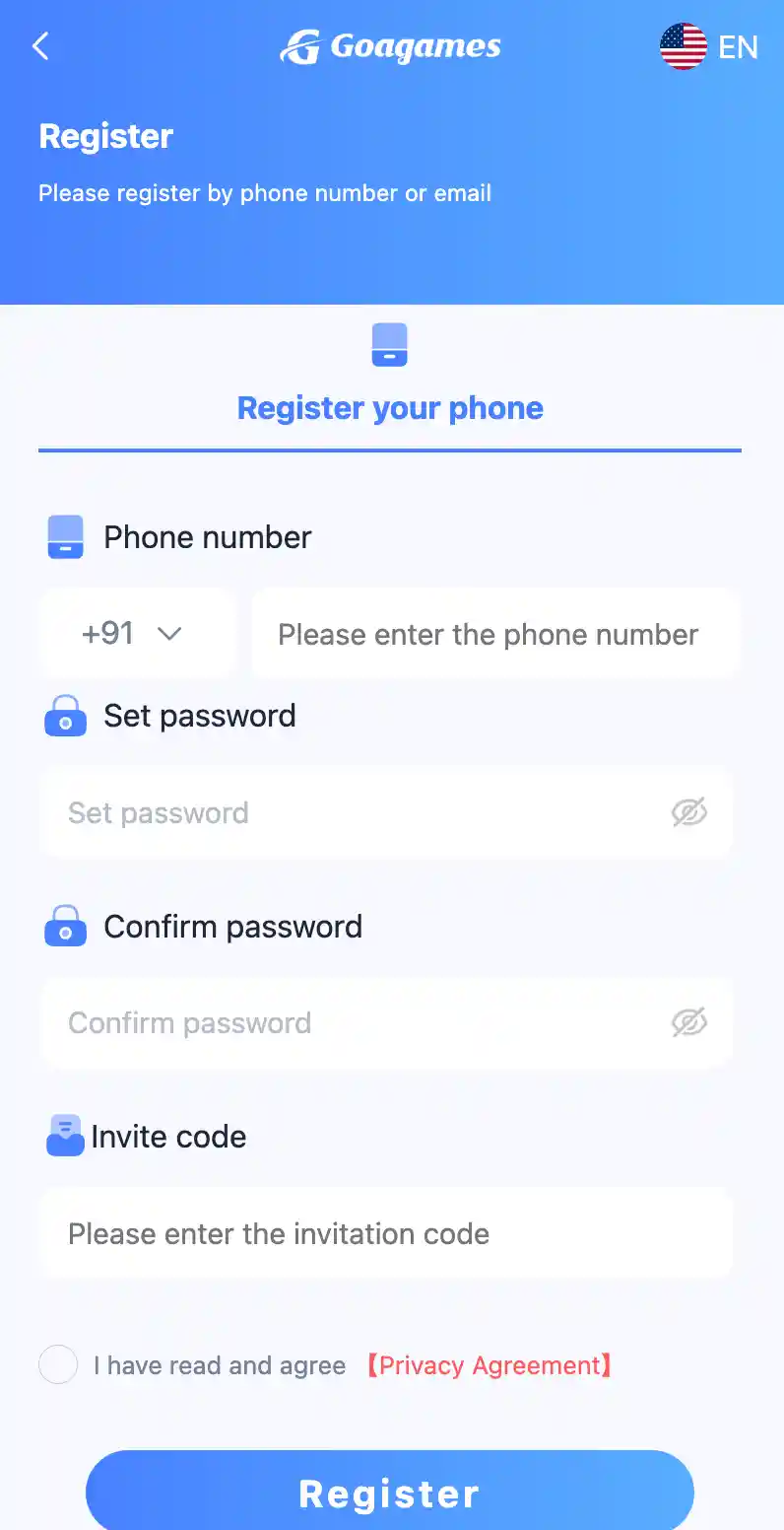 Goa Game register